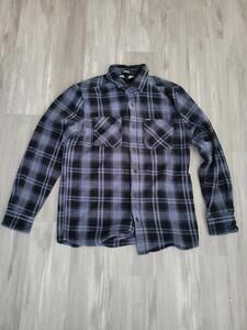 Volcom Flannel Shirt Mens Blue Black Plaid Modern Fit Thick Heavyweight Jacket